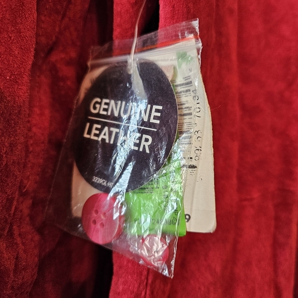 Jaclyn Smith Vintage Leather Jacket Red Fall Winter Blazer Shacket Size Large - Picture 13 of 15